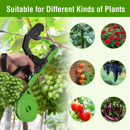 Plant tying machine tape tool with 1 box of staples and 20 rolls for tomatoes, vines, fruit, grapes.