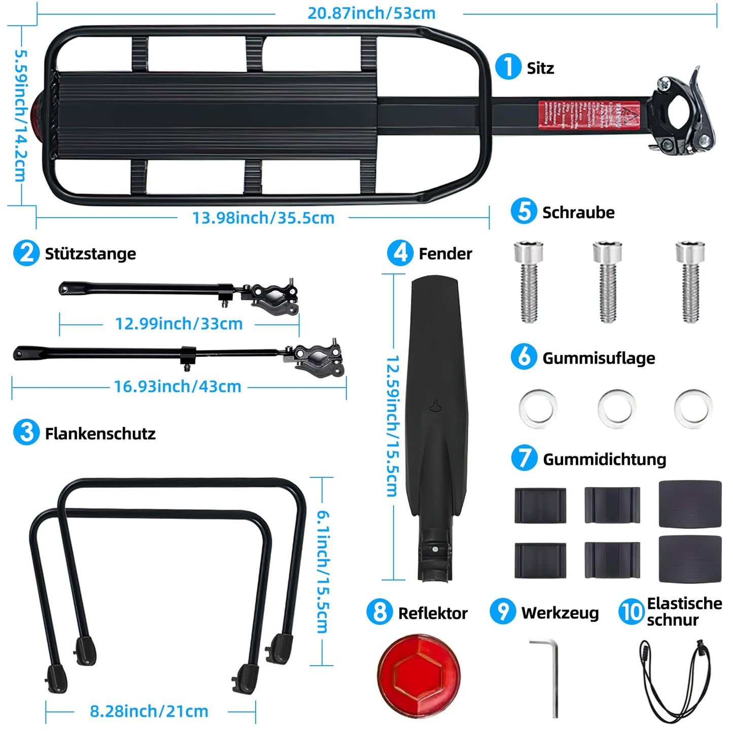 SPGOOD Bicycle Luggage Rack Set [24-29 Inch] Adjustable Universal Aluminum Alloy Mountain Bike Luggage Rack with Reflector, Quick Release, and Mounting, Maximum Load 100kg.