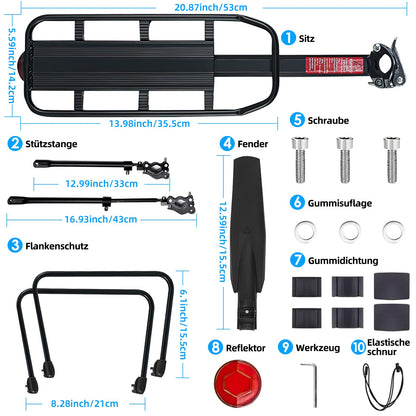 SPGOOD Bicycle Luggage Rack Set [24-29 Inch] Adjustable Universal Aluminum Alloy Mountain Bike Luggage Rack with Reflector, Quick Release, and Mounting, Maximum Load 100kg.