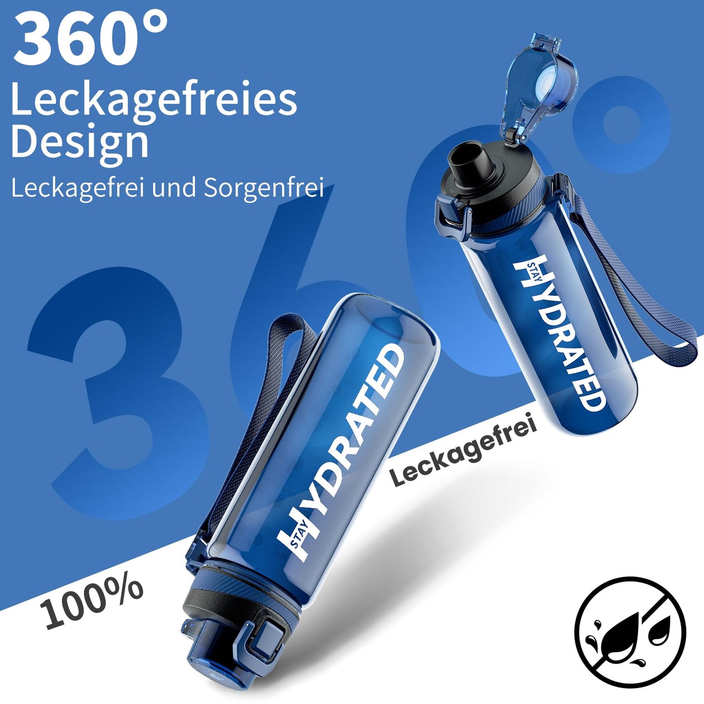 Mevoly 750ML water bottle, BPA-Free Tritan sports bottle with time markings. Leak-proof for fitness, outdoor, gym, school.