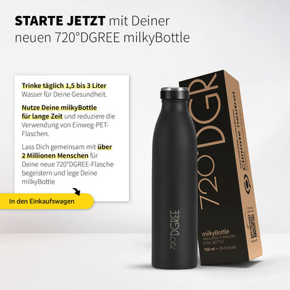 720°DGREE Stainless Steel Water Bottle "milkyBottle" - 500ml - Perfect for Kids, BPA-Free, Leakproof, Suitable for Carbonation - Small Thermos Bottle for Soda, Sports, School, Fitness.