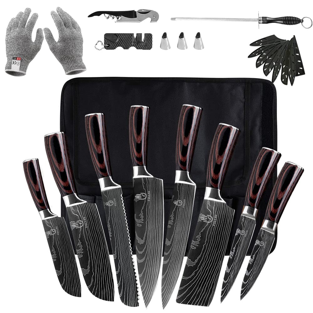 FULLHI Knife Set, 14-piece Japanese Knife Set, sharp Stainless Steel Kitchen Knife Set.