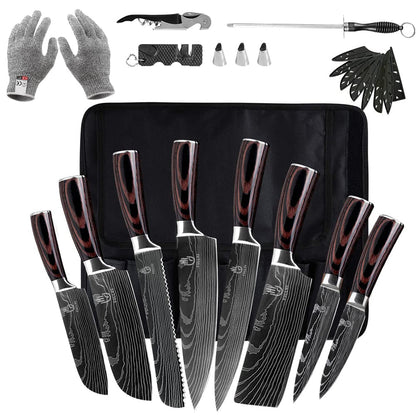 FULLHI Knife Set, 14-piece Japanese Knife Set, sharp Stainless Steel Kitchen Knife Set.