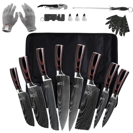 FULLHI Knife Set, 14-piece Japanese Knife Set, sharp Stainless Steel Kitchen Knife Set.