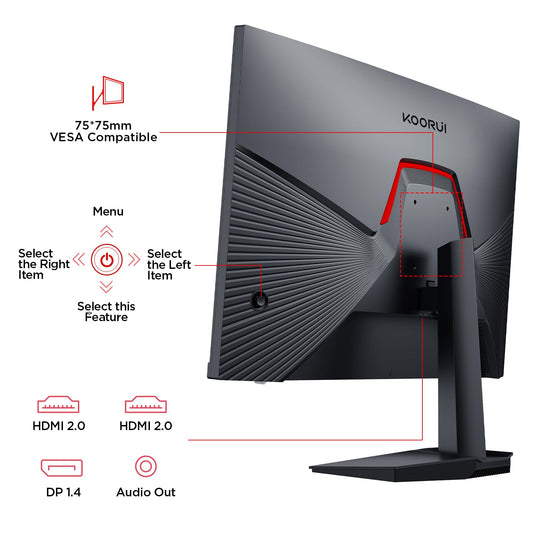 KOORUI G2711P 27-inch gaming monitor, 1ms 200Hz FHD Fast IPS HDR400 screen, 100% sRGB Adaptive Sync VESA 75x75mm.