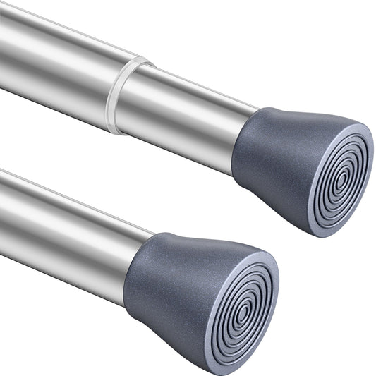 1 Piece Curtain Rod Without Drilling Clamp Rod Extendable Curtain Rod for Bathroom, Window, Wardrobe, Ø19/22mm, 70-120cm, Light Silver