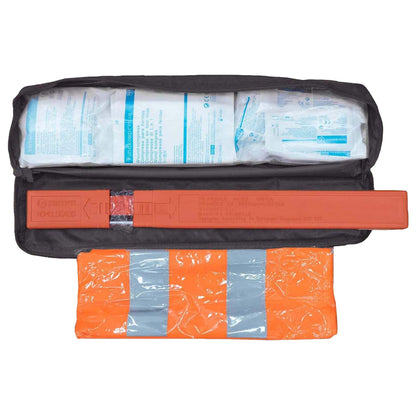 PETEX combination bag PLUS content according to DIN 13164:2022 with reflective vest and warning triangle, black