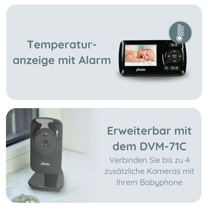 Alecto DVM71BK - Baby monitor with camera with 2.4" color display - Baby monitor - Digital surveillance camera with 300m range - Black