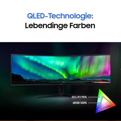 Samsung Business Monitor S9U S49A950UIP, 49 inch, VA panel, DQHD resolution, QLED, Vesa DisplayHDR 400, 4ms response time, 120Hz refresh rate, black