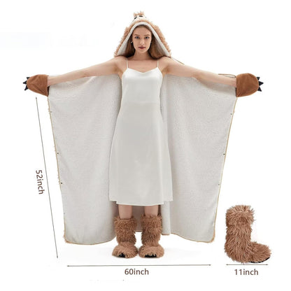 Sloth blanket with sleeves and hut slippers - Sloth gift for women | Sherpa fleece cuddle blanket with sleeves, Portable blanket to wear as Christmas birthday gift for women ladies
