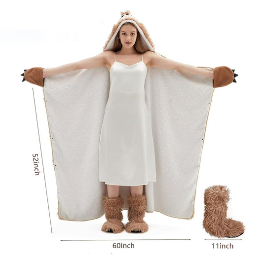Sloth blanket with sleeves and hut slippers - Sloth gift for women | Sherpa fleece cuddle blanket with sleeves, Portable blanket to wear as Christmas birthday gift for women ladies