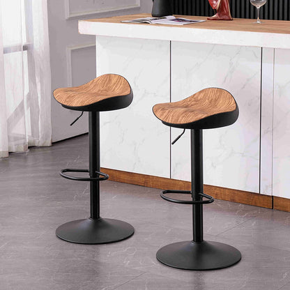 Kidol & Shellder Bar Stool Set of 2 360° Swivel and Height Adjustable Modern Kitchen Counter Hydraulic Armless Wood Grain...