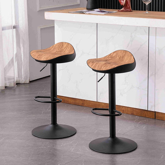 Kidol & Shellder Bar Stool Set of 2 360° Swivel and Height Adjustable Modern Kitchen Counter Hydraulic Armless Wood Grain...
