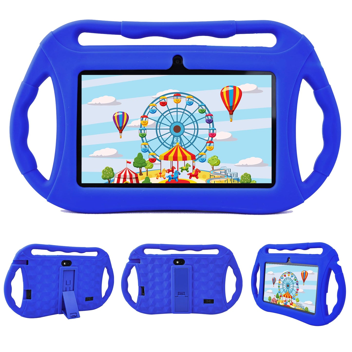 Veidoo Children's Tablet 7 Inch Android 32GB, WiFi, GMS, Dual Camera, Parental Control, Learning Educational Toddler Tablet with Silicone Case (Blue)