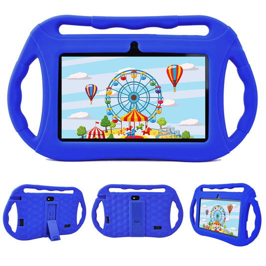 Veidoo Children's Tablet 7 Inch Android 32GB, WiFi, GMS, Dual Camera, Parental Control, Learning Educational Toddler Tablet with Silicone Case (Blue)