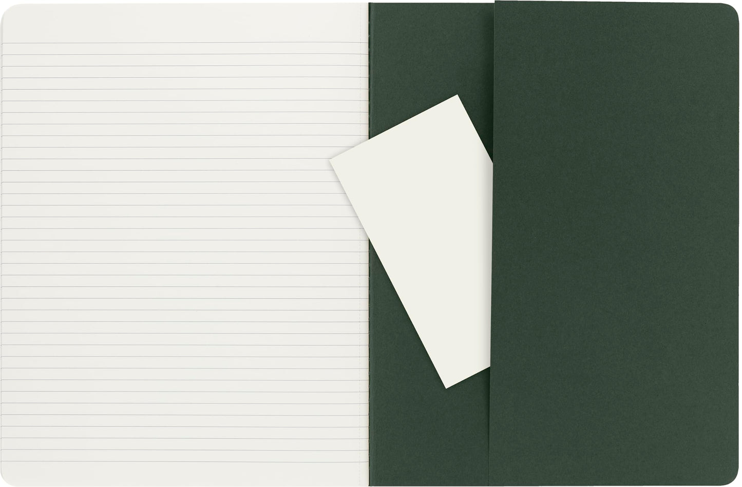 Moleskine - Cahier Journal - Set of 3 notebooks with lined pages - Cardboard cover with visible cotton stitching - Myrtle color - Very large format 19 x 25 cm - 120 pages.