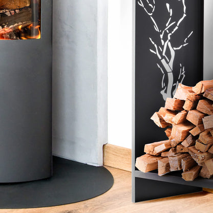 KADAX firewood rack, made of sturdy steel, black firewood holder, powder-coated firewood shelf in various patterns (30 x 35 x 90 cm Premium)