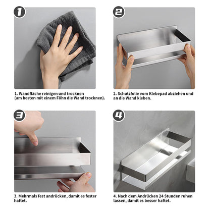 Cooeco Shower Caddy Without Drilling - Shower Shelf Without Drilling 2 Pack, Self-adhesive Shower Caddy Bathroom Shelf in Stainless Steel for Bathroom and Kitchen