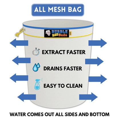 BUBBLEBAGDUDE Bubble Bags - All Mesh 1 Gallon, 8 pack - Complete herbal ICE Bubble Bag Extraction Kit with 10 x 10 inch pressing screen & storage pouch.