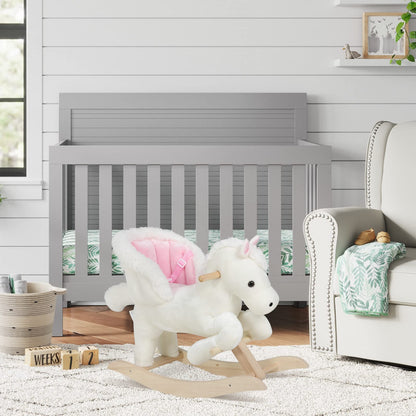 WOLTU Baby Rocking Horse Rocking Animal Rocking Seat Plush Rocking Toy with Strap, PP Cotton, White+Pink