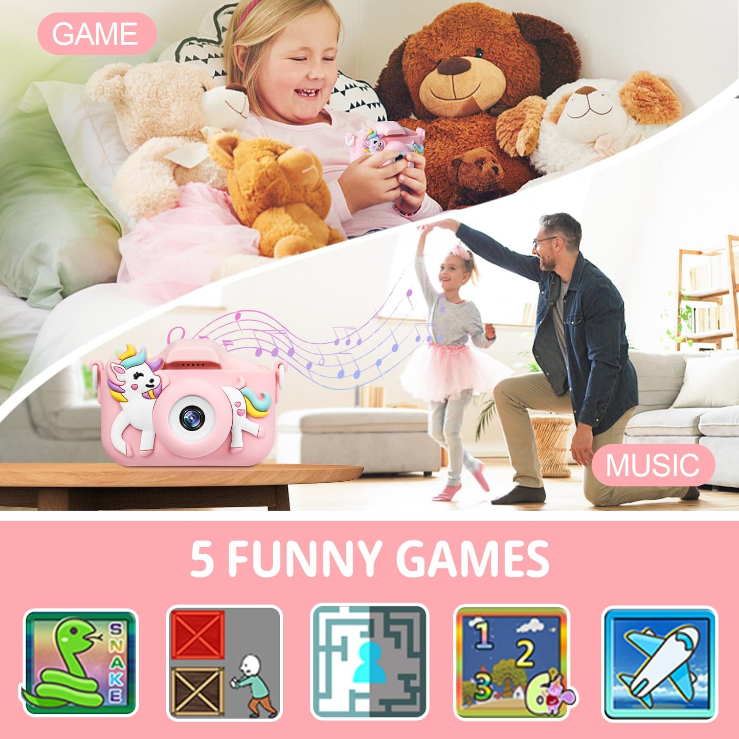 BNEHHOV Kids Camera 2.0-inch Screen 1080P Children's Camera with 32GB SD Card Selfie Digital Camera for Boys and Girls for Christmas Toy