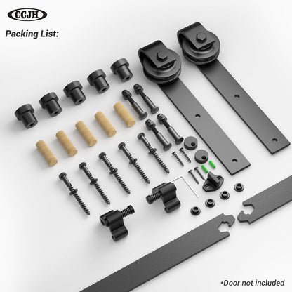 243cm/8FT Sliding Barn Door Hardware Kit Sliding Door System Accessory for Interior Doors, Black