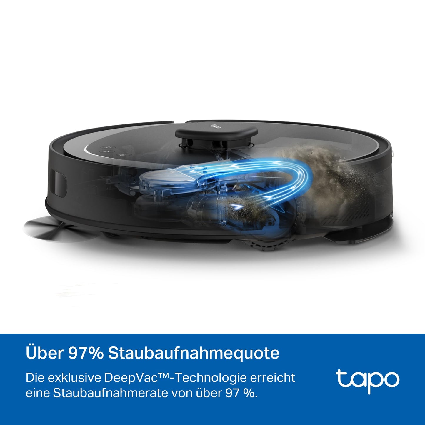 Tapo RV30 Max Plus robot vacuum with mopping function and automatic dust disposal station, 5300Pa ultra strong suction power, LiDAR+IMU dual navigation, Alexa & Google Assistant voice control, APP.