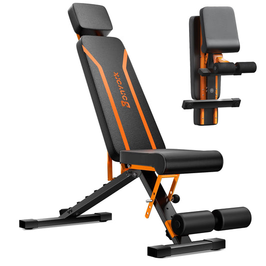350KG folding weight bench - Bonvork workout bench with 1.6MM Thickened Steel, Incline bench for home gym, adjustable weight bench, Flat Decline Bench Press Bench (with headrest)
