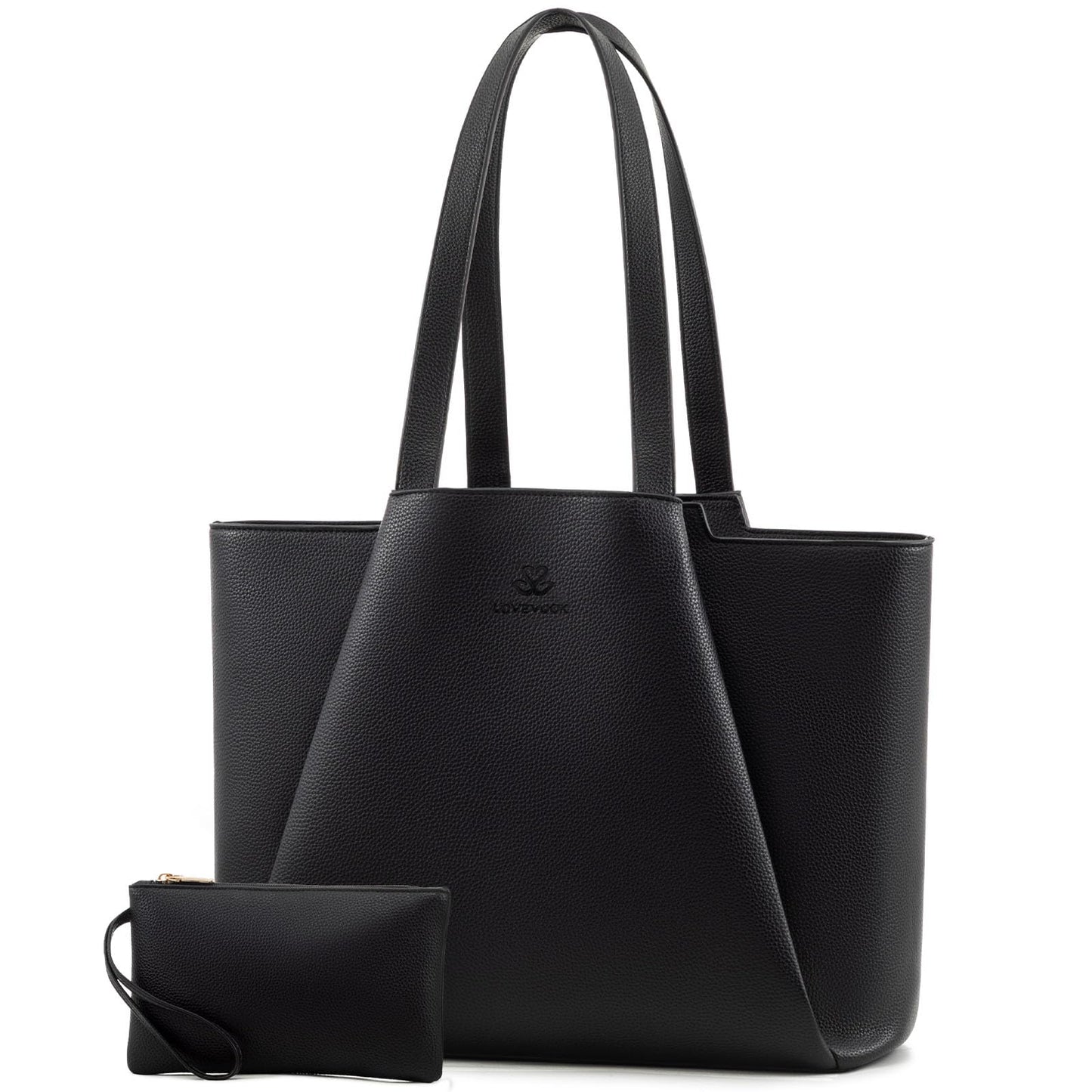 LOVEVOOK handbag for women with 15.6 inch laptop compartment, leather shopper tote bag with waterproof shoulder strap. Perfect for business, office, or school use.