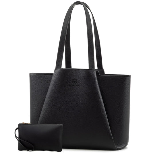 LOVEVOOK handbag for women with 15.6 inch laptop compartment, leather shopper tote bag with waterproof shoulder strap. Perfect for business, office, or school use.