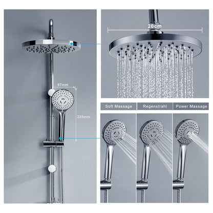 JOHO Rain Shower System without Shower Faucet, Stainless Steel Shower Set with ABS Rain Shower Head Chrome Round (N-YTD20)