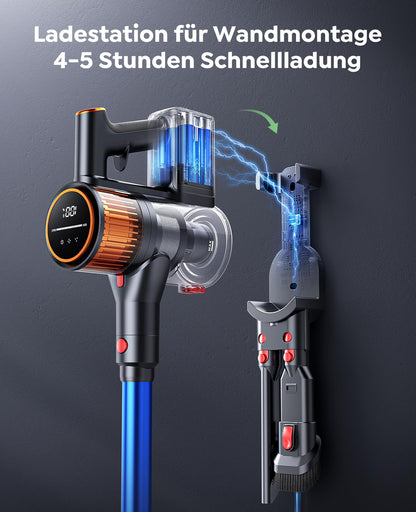 Cordless Vacuum Cleaner 550W/45000Pa/60min Runtime, Wireless Vacuum with Docking Station, Lightweight Standalone Cordless Vacuum, Super Quiet Battery-Powered Vacuum for Hard Floors Carpets Pet Hair