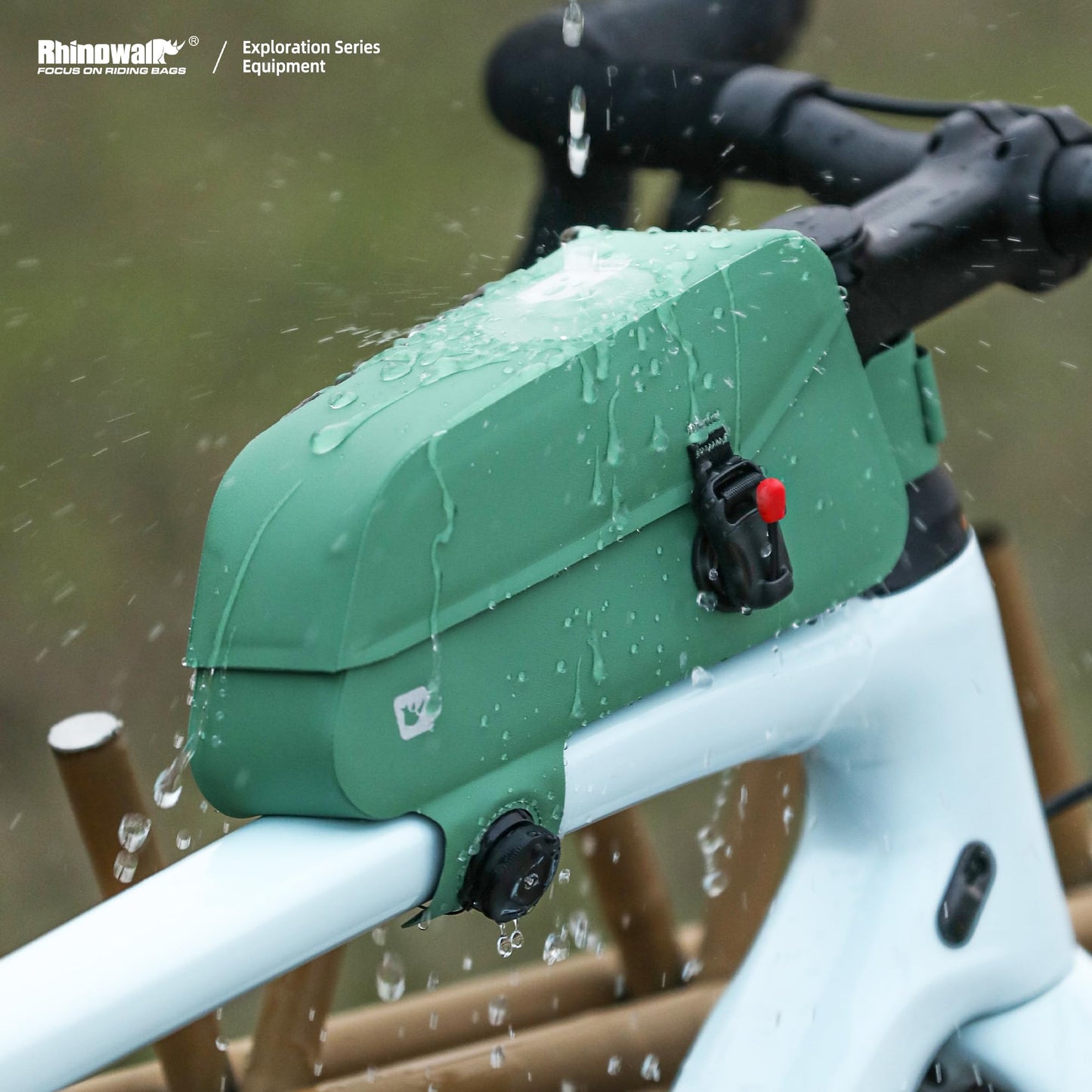 Rhinowalk bike frame bag with magnetic closure, waterproof tube bag, front bag, top tube bags, handlebar bag, bike accessory (green)
