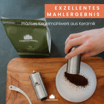 Groenenberg manual coffee grinder I High-quality stainless steel coffee grinder I Espresso grinder with infinitely adjustable conical burr I Manual coffee mill.