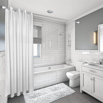 Zipglo 1 piece curtain rod without drilling 113-196cm shower rod telescopic rod curtain rod tension rod adjustable for bathroom, windows, kitchen, closet, silver