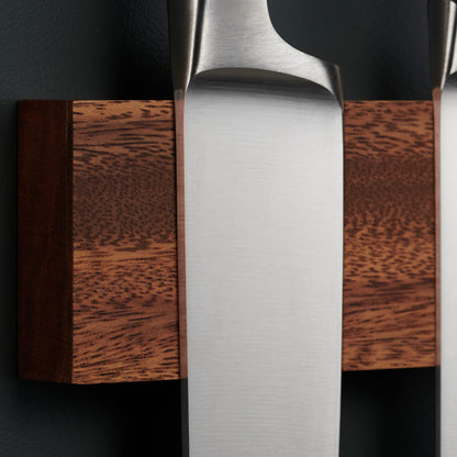 LARHN magnetic knife strip made of walnut wood with extra strong magnet - 40 cm - magnetic wood knife holder for utensils and tools - knives not included.