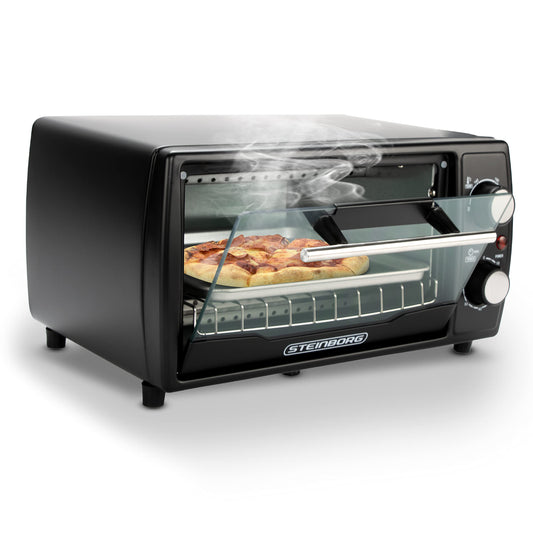 Ecosa Mini Oven | 1000 Watts | 10 liters | includes baking tray and grill rack | Pizza oven | 90°-230°C | 60 min. timer | fold-down crumb tray | mini oven | small oven