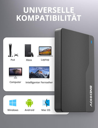BNEHHOV External Hard Drive, 500GB Portable 2.5 Inch USB 3.0 Backup HDD, Ultra Thin Plug-and-Play SATA Hard Drive Storage for Windows, Mac, PC, Laptop, TV, PS4, Xbox, Wii U, Chromebook.