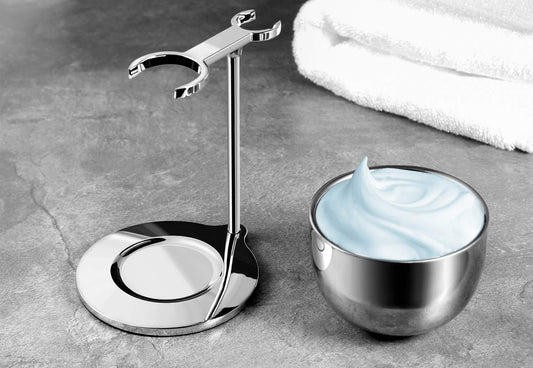 GRUTTI 2 in 1 shaving set for men - safety razor stand and stainless steel shaving bowl - holder and bowl set, perfect Father's Day gifts for men, fathers, friends
