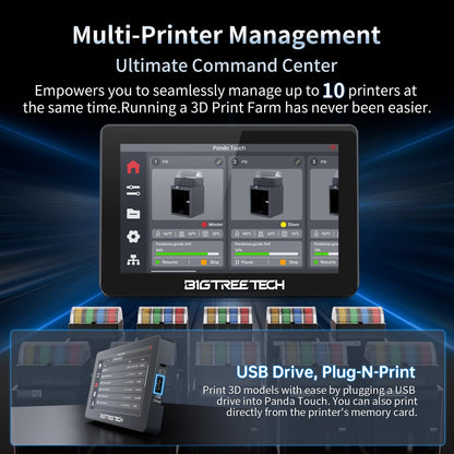 BIGTREETECH Panda Touch, compatible with Bambu-lab P1S/P1P/X1C/A1/A1 Mini 3D printers, touchscreen upgrade kit, supports AMS and multi-printers management. Please check firmware compatibility.