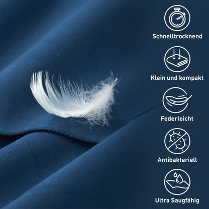 Fit-Flip Microfiber Fitness Towel with Magnet and Zipper Pocket - Compact & Quick-Drying - Perfect for Sport and Gym - Navy Blue - 130x48cm