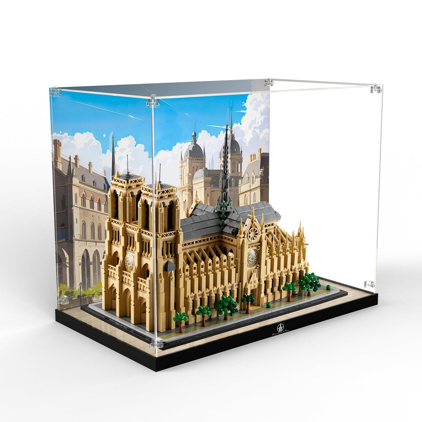 cooldac acrylic display case compatible with Lego 21061 Notre Dame de Paris, dustproof and transparent showcase compatible with Architecture 21061 set (case only, model not included)