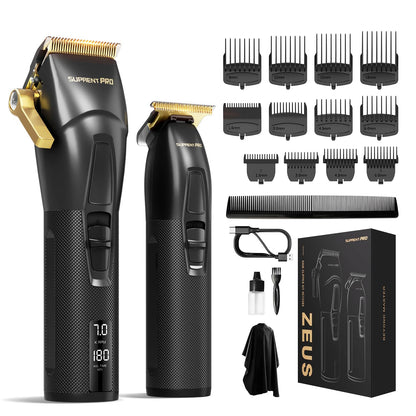 SUPRENT Professional Hair Clipper Men Rechargeable USB-C Hair Trimmer & T-Blade Hair Clipper Set with 5V Boost Technology, cordless hair and beard trimmer, LED display Gift