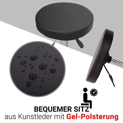 Staboos rolling stool up to 160 kg - gel cushion seat round - practice stool (premium castors) swivel stool height adjustable (55 cm to 75 cm) round stool