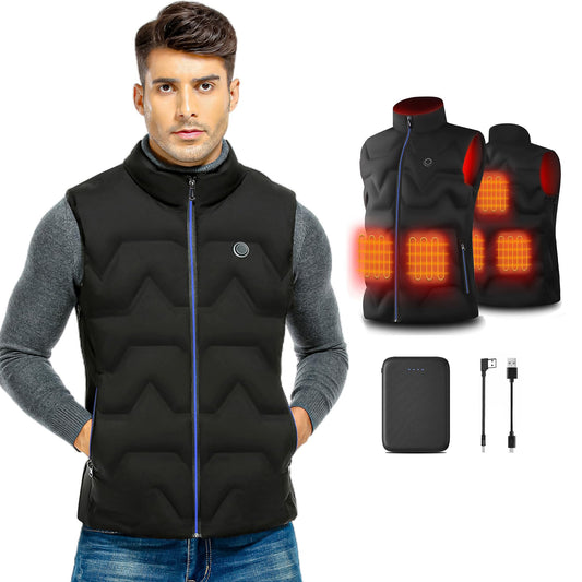 Kintiwe Men's Heated Vest, Heated Vest Heating Vest Warm Vest with Powerbank and 3 Levels of Temperature, Winter Heated Jacket for Outdoor Motorcycle Hunting Fishing Skiing