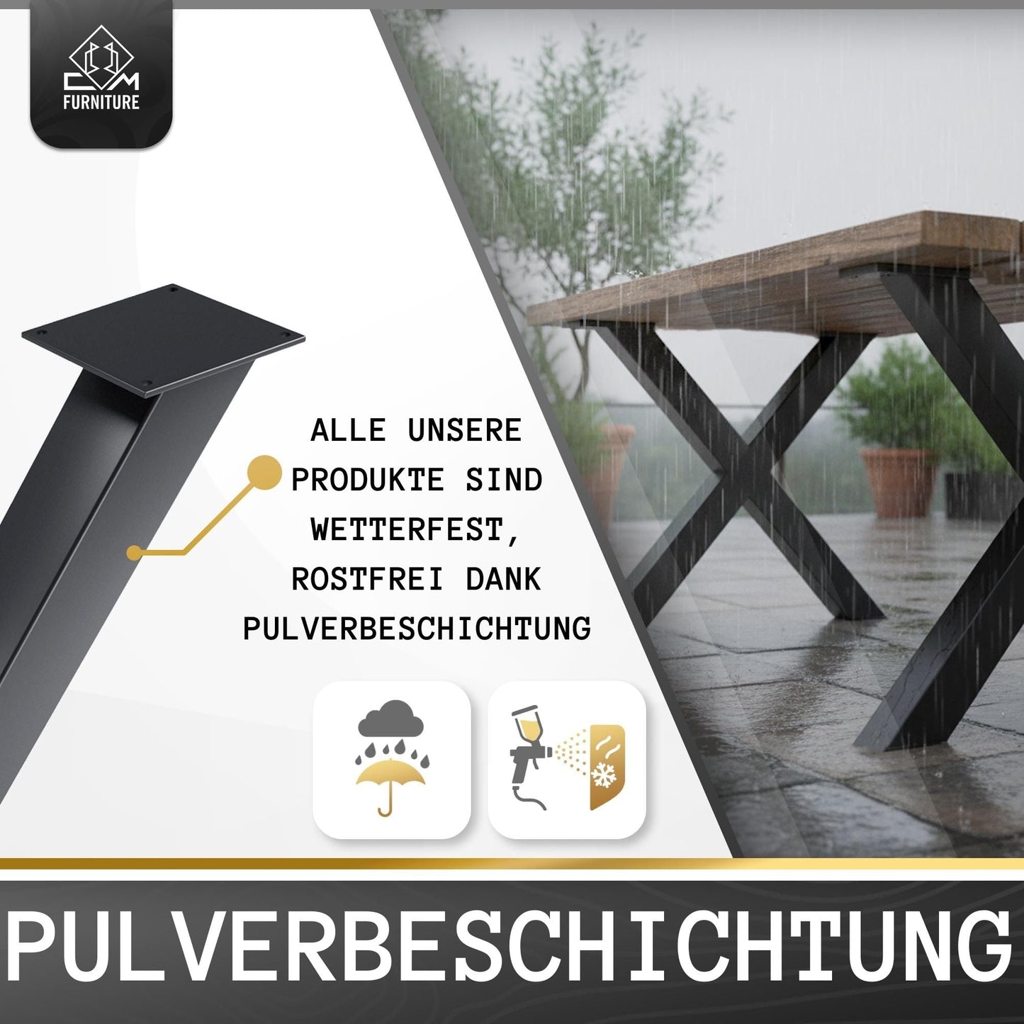CM Furniture X-Form Table Legs Height Adjustable Metal Anthracite X Outdoor/Home TABLE BASE 80x72 cm Garden Table Desk Dining Table Furniture Legs Table Feet Living Room Anti-Scratch Pads 2 Pieces