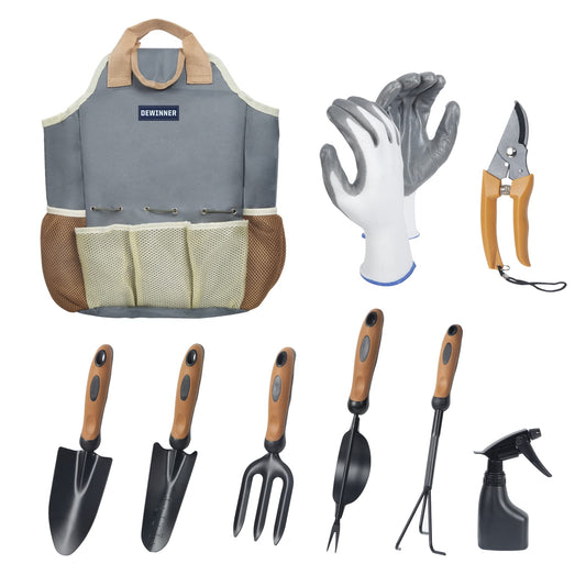 DEWINNER Garden Tool Set 8Pcs, Gardening, Garden Gift for Women and Men, Stainless Steel, Robust Garden Tool Sets, Easy Storage