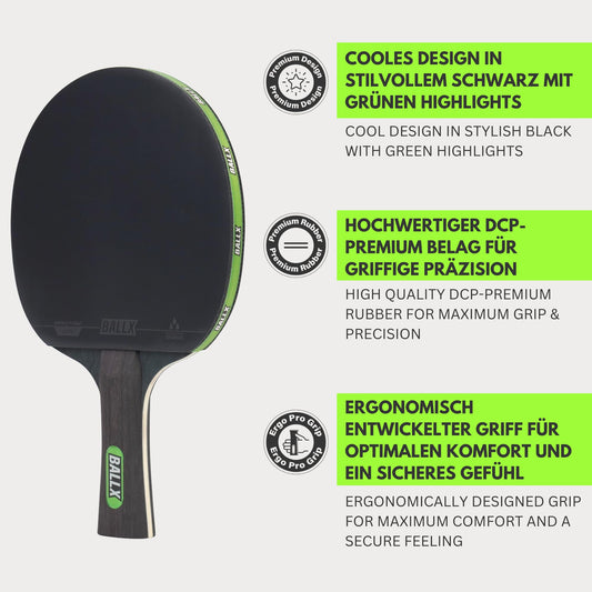BALLX® Table Tennis Racket Set DoubleStrike 2000 including bag & balls [PRO Carbon] - Professional Table Tennis Racket Set - Table Tennis Set - Table Tennis Racket - Table Tennis Paddles - Carbon Racket