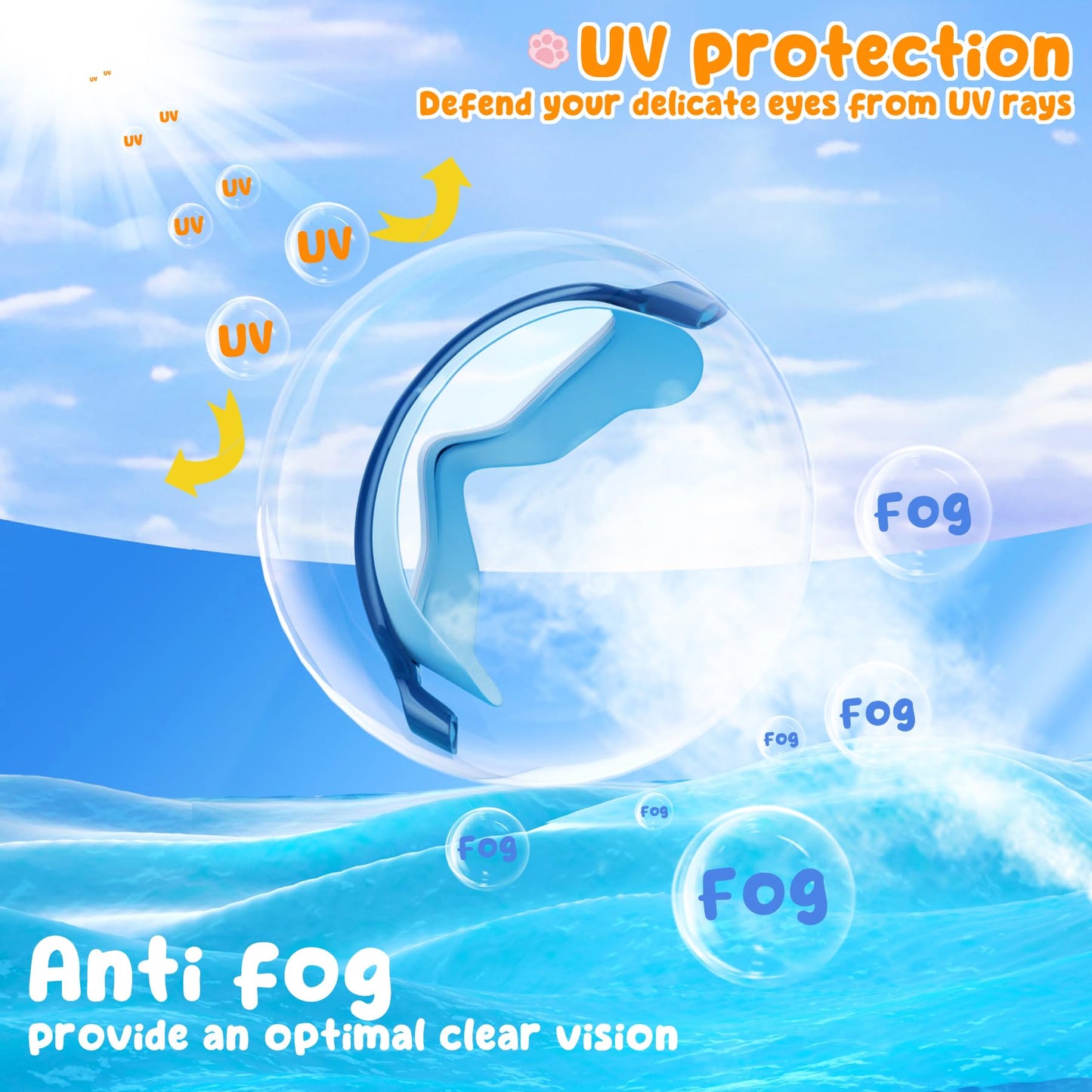 COOLOO Kids Swim Goggles, 2-Pack Children's Diving Mask Age 4-14, 【Patented】 Anti-Fog, UV Protection, NO Leaking Adjustable Silicone Swimming Goggles for Kids, Girls, Boys
