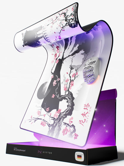 Nyfter - XXL Gaming Mouse Pad Sakura White 900 x 500mm Premium Fuji Mouse Pad Size Large stitched edges durable with high-end glide and anti-slip.